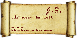 Jánossy Henriett névjegykártya